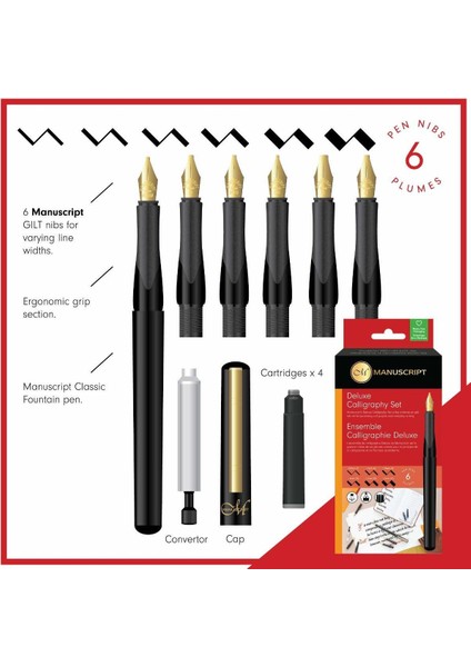 Deluxe Kaligrafi Kalemi Seti 6'lı Karton Kutu