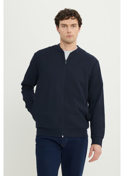 Pamuklu Standart Fit Normal Kesim Kolej Yaka Yan Cep Sweatshirt