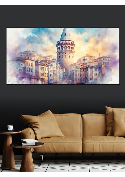 Kanvas Tablo Galata Kulesi Silueti