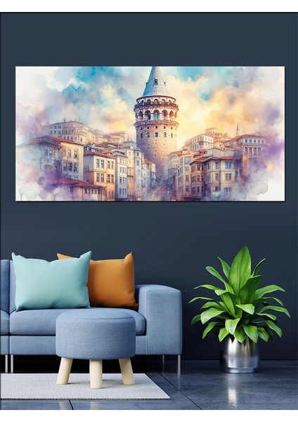 Kanvas Tablo Galata Kulesi Silueti