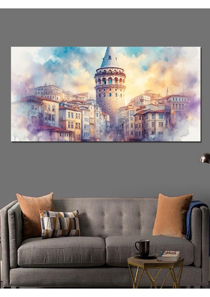 Kanvas Tablo Galata Kulesi Silueti