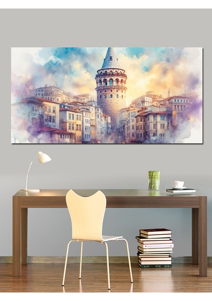 Kanvas Tablo Galata Kulesi Silueti