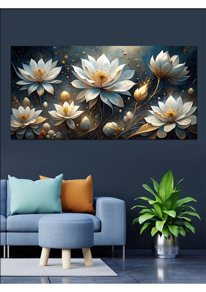 Kanvas Tablo Beyaz Lotus Çiçekleri