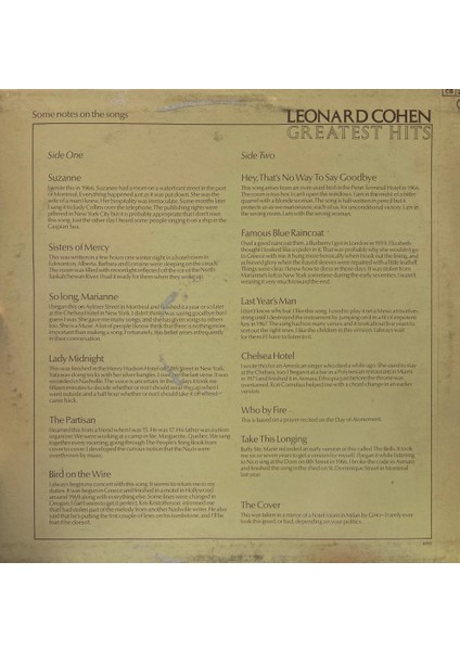 Leonard Cohen – Greatest Hits 1975 Baskı Lp fiyatları