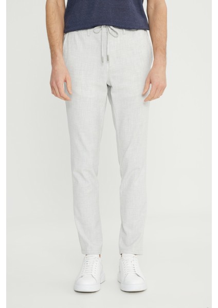 Slim Fit Dar Kesim Beli Bağlamalı Yan Cepli Esnek Pantolon