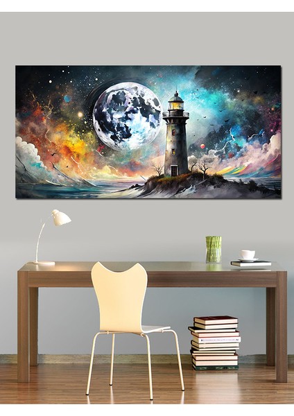 Kanvas Tablo Dolunay ve Deniz Feneri fırsatları