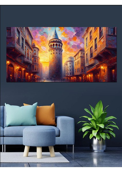 Kanvas Tablo Gece Işıkları ve Galata