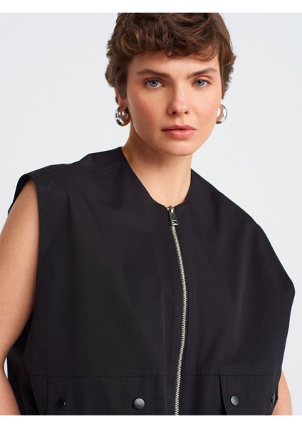 60571 Etek Kısmı Büzgülü Balon Yelek-Siyah fırsatları