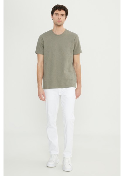 Pamuklu Slim Fit Dar Kesim Bisiklet Yaka Jakarlı Esnek Tişört fiyatları