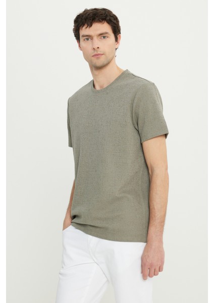 Pamuklu Slim Fit Dar Kesim Bisiklet Yaka Jakarlı Esnek Tişört modelleri