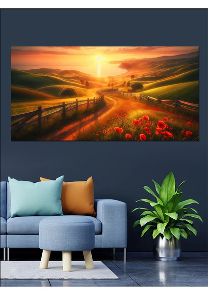 Kanvas Tablo Gün Batımında Kırmızı Yol indirimleri