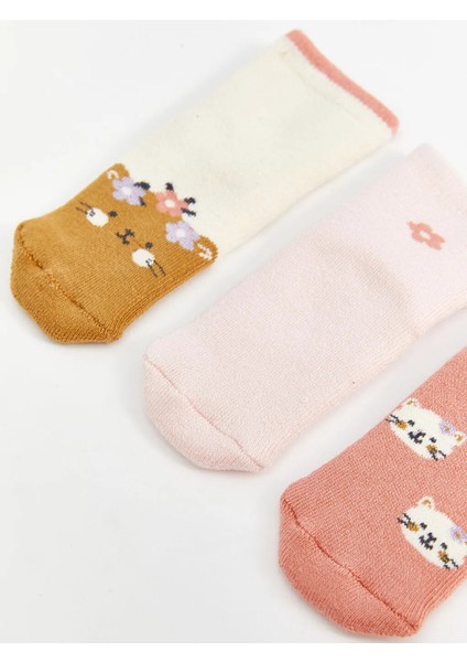 Baby Ekru Baskılı Kız Bebek Soket Çorap 3'lü modelleri