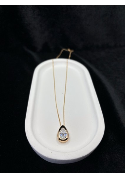 Xupıng Jewelry Damla Kesim Zirkon Taşlı Altın Kaplama Kolye