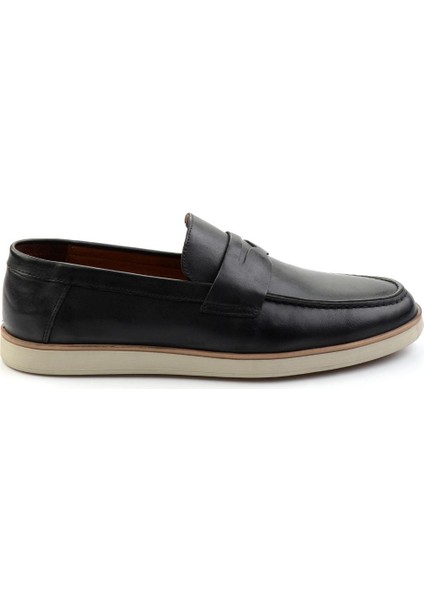 Siyah Antik Deri Erkek Loafer Ayakkabı E01054171341
