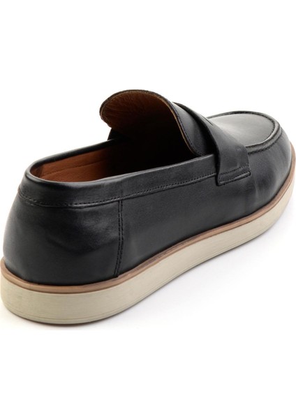 Siyah Antik Deri Erkek Loafer Ayakkabı E01054171341