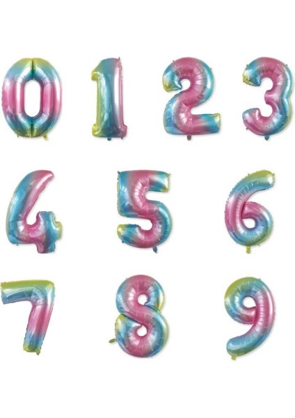 Ipek Hobi 7 Rakamı Folyo Balon Rengarenk Sayı Folyo Balon 100 cm