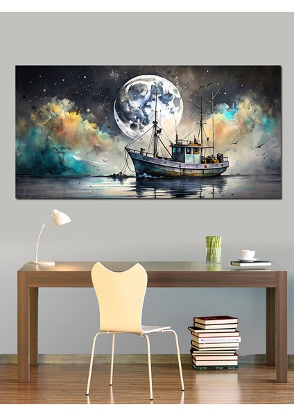 Kanvas Tablo Dolunay ve Yelkenli Gemi indirimleri