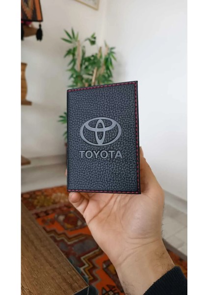 Toyota Deri Dikişli Araç Ruhsat Kılıfı Kabı Oto Ruhsatlık Araba Ruhsat Koruyucu