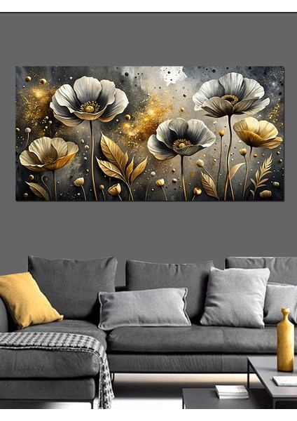 Kanvas Tablo Siyah ve Altın Gelincikler fiyatları
