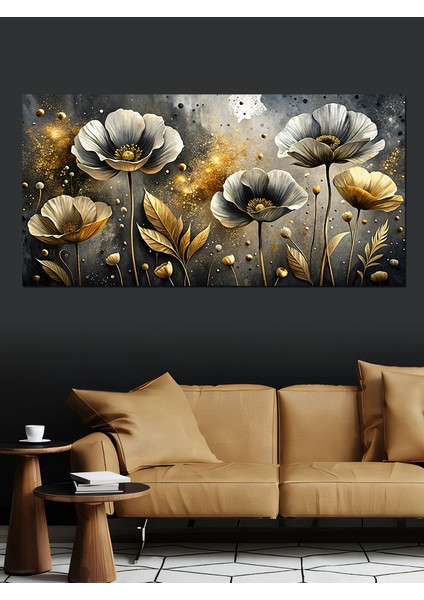 Kanvas Tablo Siyah ve Altın Gelincikler modelleri