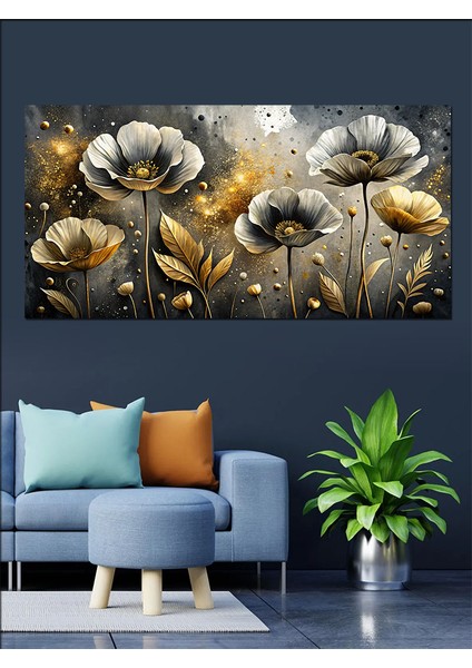 Kanvas Tablo Siyah ve Altın Gelincikler fırsatları