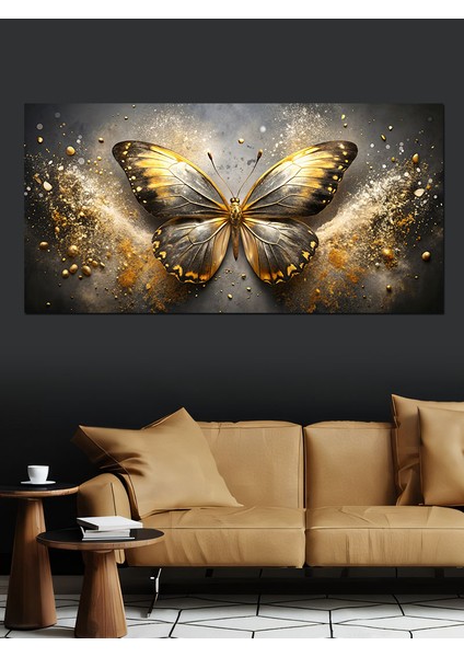 Kanvas Tablo Altın Kanatlı Kelebek