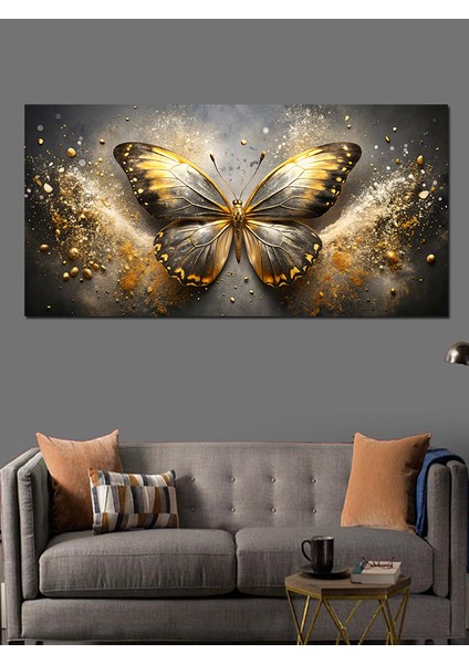 Kanvas Tablo Altın Kanatlı Kelebek modelleri