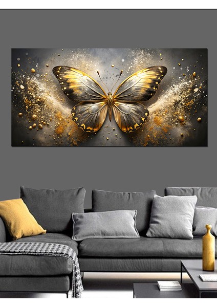 Kanvas Tablo Altın Kanatlı Kelebek indirimleri