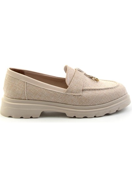 Bej Keten Kadın Loafer Ayakkabı K01997010518