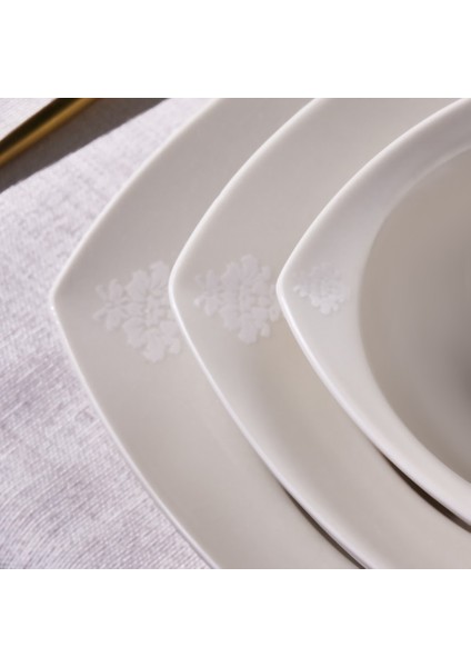 Square Bone Deren 60 Parça 12 Kişilik Yemek Takımı
