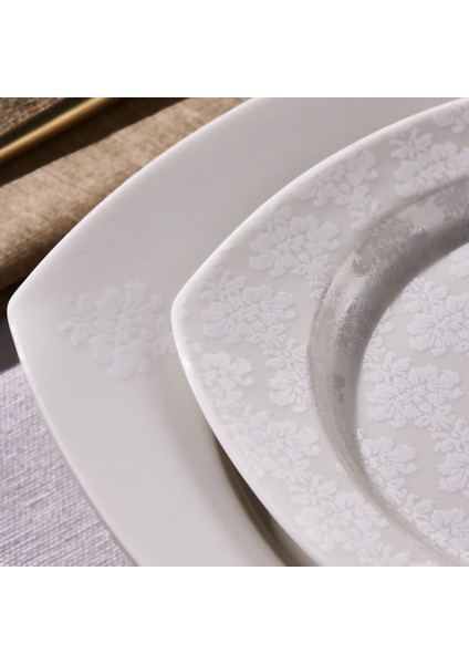 Square Bone Deren 60 Parça 12 Kişilik Yemek Takımı