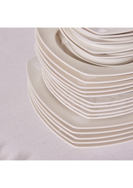 Square Bone Deren 60 Parça 12 Kişilik Yemek Takımı