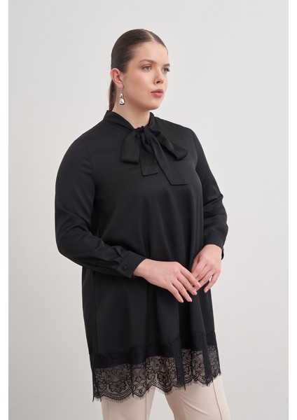 Dantel Şeritli Yakası Bağcıklı Tunik fırsatları
