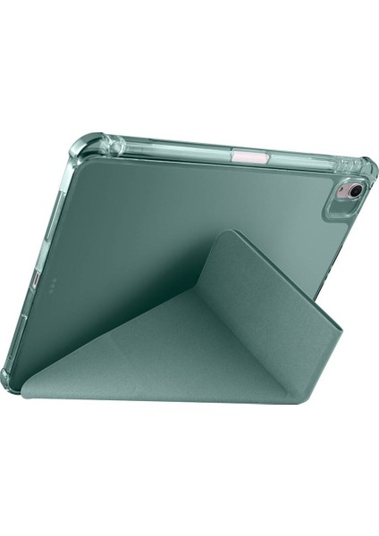 Apple iPad Air 11 M3 (2025) Yatay ve Dikey Standlı Antişok Köşe Korumalı Kalemlikli Origami Slikon Kılıf fiyatları