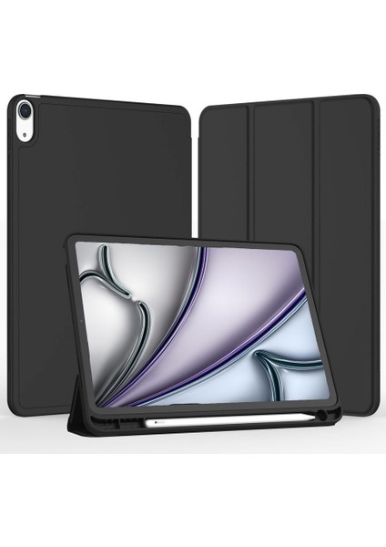Apple iPad Air 11 M3 (2025) Kalemlikli Uyku Modlu Yatay Standlı Stromix Smart Kılıf