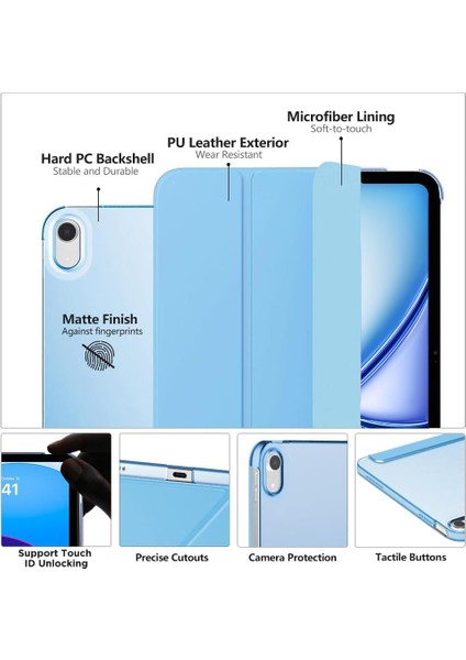 Apple iPad Air 11 Inc M3 (2025) Yatay Standlı Uyku Modlu Basic Arkası Sert Smart Kılıf fiyatları