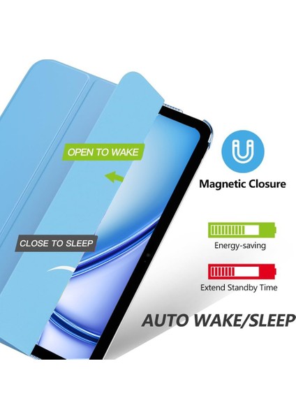 Apple iPad Air 11 Inc M3 (2025) Yatay Standlı Uyku Modlu Basic Arkası Sert Smart Kılıf modelleri