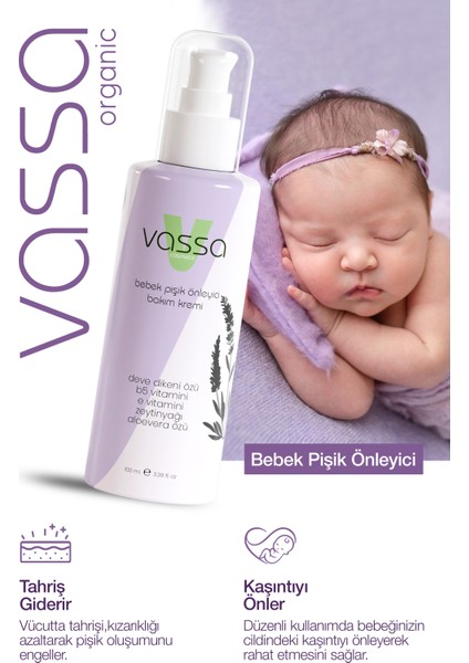 Bebek Pişik Önleyici Krem, Pişik Oluşumunu Önler, Kızarıklıkların Azalmasını ve Kaşıntıyı Önler 100 ml