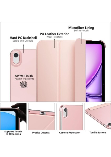 Apple iPad Air 11 Inc M3 (2025) Yatay Standlı Uyku Modlu Basic Arkası Sert Smart Kılıf fiyatları