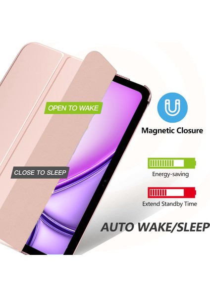 Apple iPad Air 11 Inc M3 (2025) Yatay Standlı Uyku Modlu Basic Arkası Sert Smart Kılıf modelleri