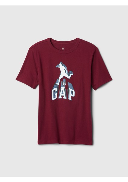 Erkek Çocuk Bordo Gap Logo Grafikli T-Shirt