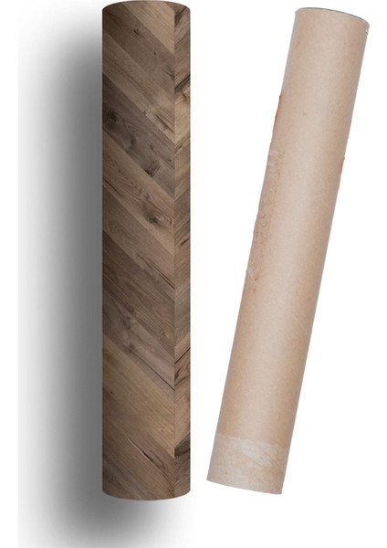 Yer Kaplama Folyosu Kendinden Yapışkanlı Laminasyonlu Balıksırtı Ahşap Parke Desen 60 cm x 100 cm
