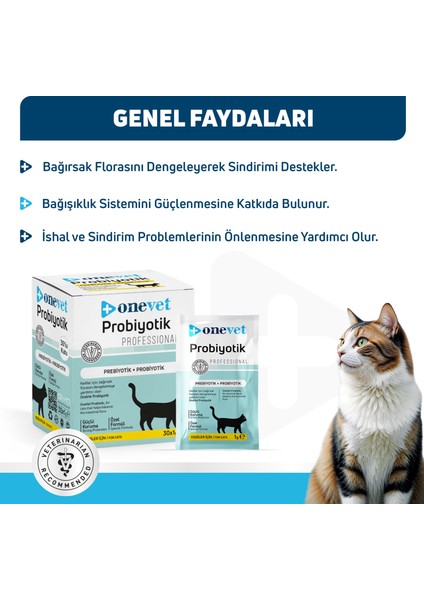 Kedi Probiyotik Şase Sindirmeye Destek Vitamin Takviyesi 30 Adet 1 gr