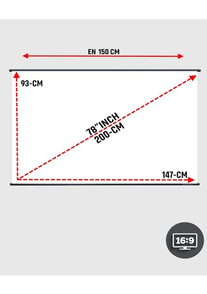 En150cm Boy95cm Projeksiyon Perdesi Duvar Tipi Taşınabilir Yeni Akıllı Kumaş Işık Geçirmez