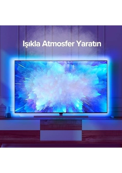 LED Tv Arkası Ambiyans Rgb Şerit Seti Kumandalı 3 Metre