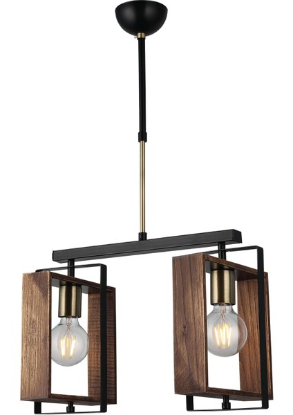 Lucea Karo 2'li Eskitme Siyah Boyalı Sıralı Avize 2 x E27