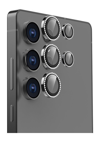 Samsung Galaxy S25 Ultra Uyumlu Kristal Taşlı Kamera Lens Koruyucu