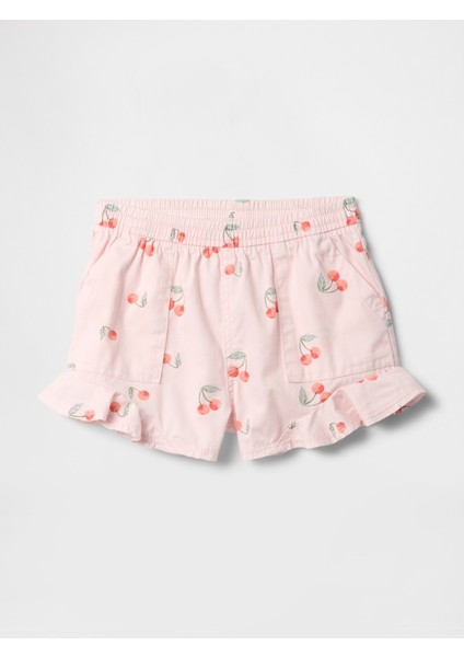 Kız Bebek Pembe Fırfırlı Pull-On Twill Şort