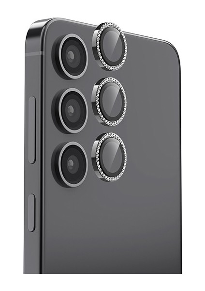 Samsung Galaxy S25 Uyumlu Kristal Taşlı Kamera Lens Koruyucu