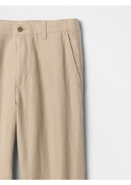 Erkek Bej Keten Karışımlı Khaki Pantolon modelleri